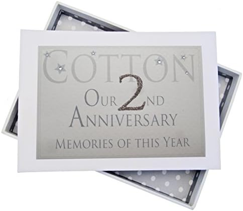 Бели памучни картички 2 -ри памучни сеќавања на годишнината од оваа година, мал албум, сјај и зборови, 12.5x17.5x2,5 см