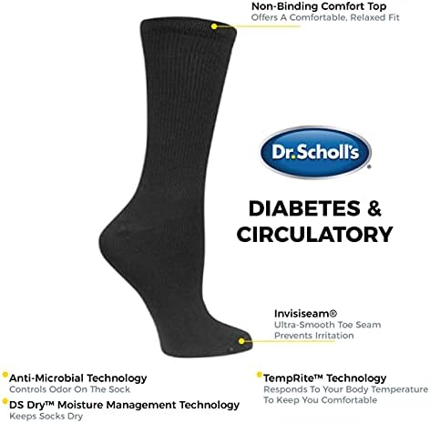 Diaи женски дијабетес и циркулатор на д -р Шолл - 4 6 пар пакува случајна чорап, бела, една големина плус