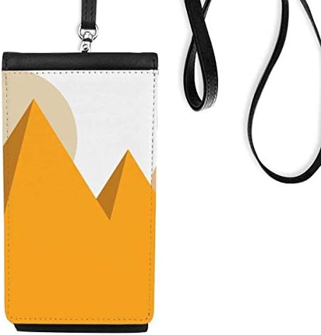 Египет жолт Сфинкс Пирадс Сончев телефонски паричник чанта што виси мобилна торбичка со црн џеб