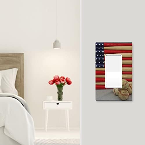 Бејзбол Лилјак Американско Знаме Прекинувач За Светло Плоча Забавни Навлаки За Ѕидни Плочи За Спална Соба Кујна Домашен Декор