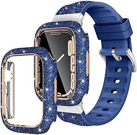 ФУЛНЕС Погоден За Apple Watch 7 Часовник Случај, Ѕвезда Дијамант Часовник случај 41mm/45mm Хард Школка Кристал Флеш Дијамант