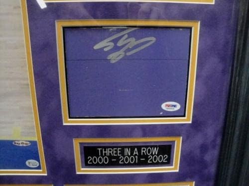 Kobe Bryant Hand потпишана 16x20 Photo UDA + Shaq O'Neal Game Користена подот на главните делови - автограмирани НБА фотографии