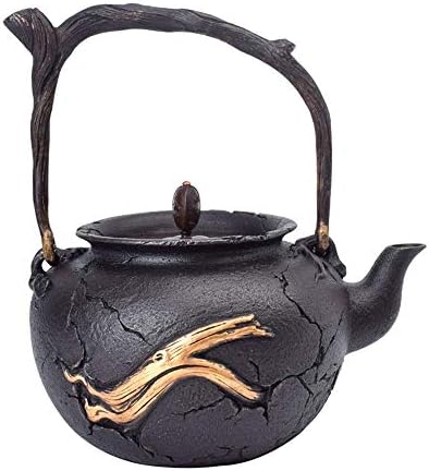 MZXUN здраво чајник од леано железо класичен железо чајник, тенџере со леано железо, рачно изработено неоткриен чајник, дизајн на пукнатини,