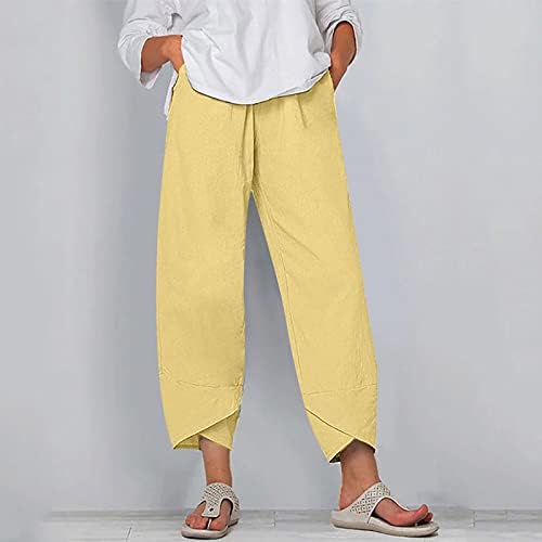 Панталони Викилеб памук права плажа дами женски плус големина обични панталони со џебови