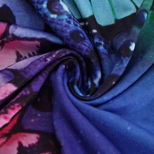 Женски цветни графички лабави лабави вклопни маички против вратот на вратот долги ракави вратоврска боја лето есенски маички 2023 облека трендовски tr