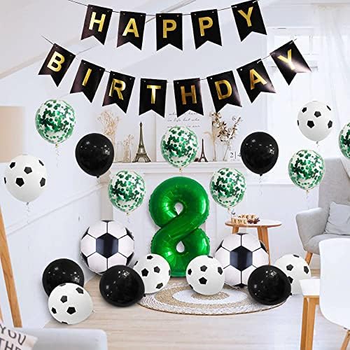 Декорации за роденденска забава за фудбал Декорации Деца момчиња Фудбалска топка тематска 13 година Детски роденденски декорација
