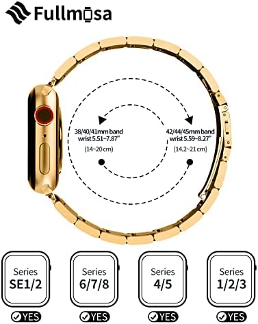 Fullmosa Нема Алатки Компатибилен Apple Watch Band 41/45/44/40/42/38mm, Надградена Верзија Од нерѓосувачки Челик Iwatch Band Со Куќиште за Apple