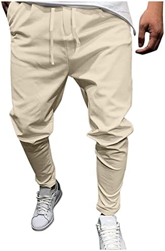 Queshizhe Pocket Linen исечени панталони памук со средно-половини, спортски обични машки панталони момче чорап