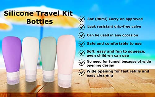 Неограничени креации Комплет за патувања поставени 90 мл шишиња за патувања за тоалети TSA одобрени контејнери за големина