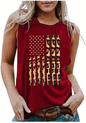 4-ти јули кошули резервоар за врвови за жени во САД знамето летно обична маица без ракави патриотски starsвезди ленти за тренингот резервоар