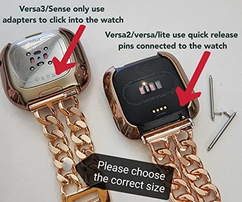 DSAAPLUS METAL BAND компатибилен со Fitbit Versa 3/Sense, Versa 2, Versa, Versa Lite Edition, не'рѓосувачки челик замена на нараквицата за нараквица од каубојски каубојски ланци, лента за зглобот XS/S