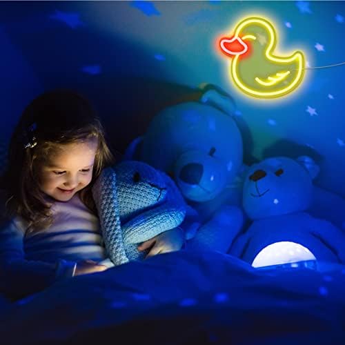 Патка Неонски знак за детска соба декор жолт патка неон wallид знак патка предводена светлина USB оперирана ноќ за забава во спална соба виси