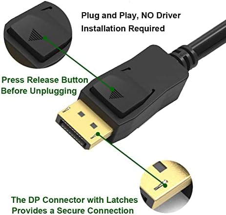 DP До HDMI Кабел 3ft 10-Пакет, Displayport На HDMI Кабел 3 Нозете 2-Пакет, Прикажи Порта НА HDMI Адаптер Машки На Машки Кабел Конвертор За Компјутери НА HDTV, Монитор, Проектор.