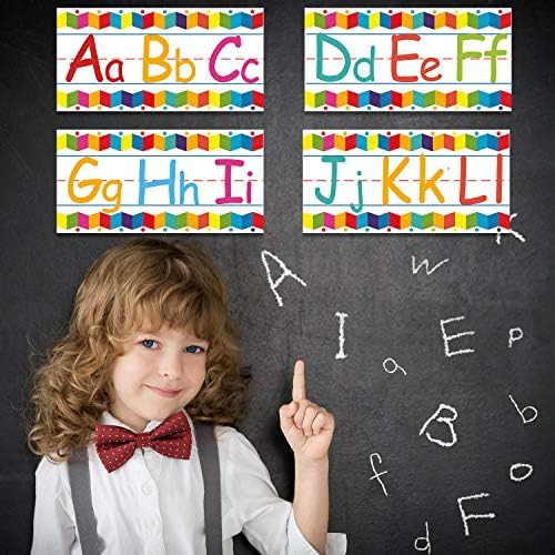 Азбука за билтени поставени постери за постери за постери за броеви за украси во училницата, вклучувајќи броеви 0-9 и лепила за лепила за училишна градинка игротека