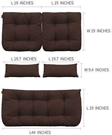Qilloway Надворешно внатрешен двор, плетени перничиња за перничиња, Loveseate/две U-форма/две лумбални перници за мебел за внатрешен двор,