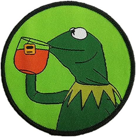 Gudeke kermit Ниту еден мој деловен жаба пие чај закрпи Апликација за печење за смешна облека DIY додаток