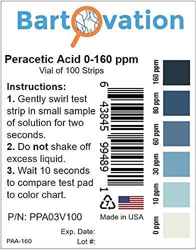 Перацетична Киселина Тест Ленти, 3 Шишиња од 0-160 &засилувач; едно Шише од 0-500 ppm Пакет