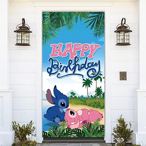 Цртан Филм Тема Среќен Роденден Врата Банер 72, 8х35, 4во Луау Лето Плажа Океан Позадина За Деца Среќен Роденден Десерт Маса Врвот