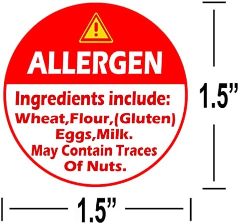 Црвени Налепници За Предупредување За Алерген, Налепница За Алергија Од 1,5 Инчи За Торта,Продавници, Ресторани, Камиони За Храна, делис,