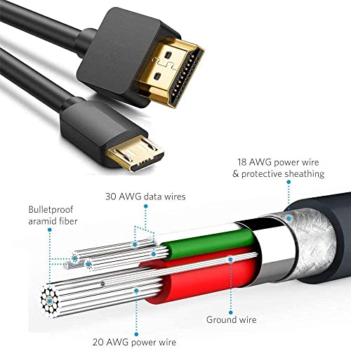 Micro USB до HDMI кабел 4K 60Hz 1080p HD 1.5M/ 5FT, за мобилни телефони или видеа со таблети од 5P MHL на HD TV или монитор