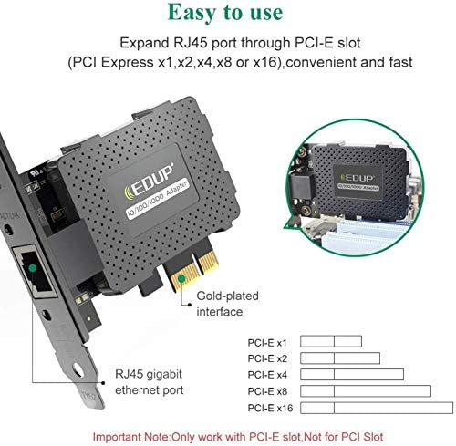 Edup Gigabit Ethernet PCI Express PCI-E мрежна картичка 10/1 100/1000Mbps RJ45 LAN адаптер конвертор за десктоп компјутер