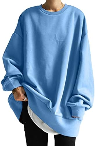 Utcoco женски преголеми џемпери со долги ракави со долги ракави, лабава вклопена обична цврста пулверска врвови