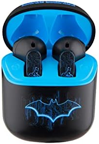 Ekids Batman Bluetooth Earbuds со микрофон, деца безжични ушни уши со кутија за полнење за пупки за уши, за fansубители на подароци за Бетмен и стока