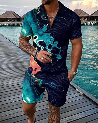 Bmisegm летни мажи маички Машки Брз сув 3Д кратки ракави костумски шорцеви плажа Тропски Хавајци Спортски шорцеви за тело