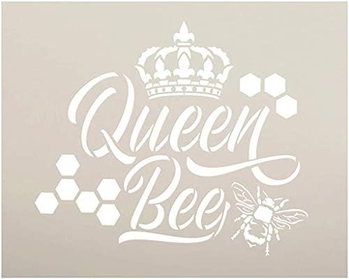 Кралицата пчела матрица со круна и саќе од студија12 | Скрипта за скрипта за куќи за куќи за DIY | Курзивна земја уметност | Занаетчиски и знаци