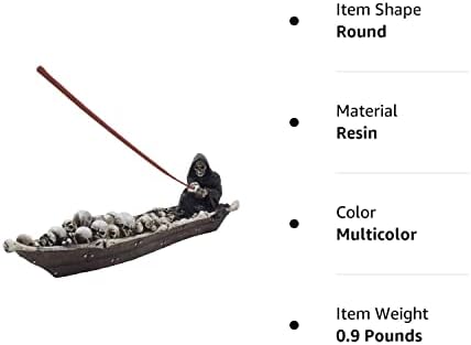 Домашни подароци Плаки Грим Рипер во риболов брод на черепи Декоративен држач за темјан за застрашувачки украси за Ноќта на вештерките или готски