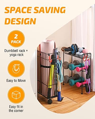 Plkow Home Gym Storage Yoga Mat Holder Gumbell Rack For Mals Dustbells Kettl-Bells Roam Rober и ленти за отпорност, Организатор за