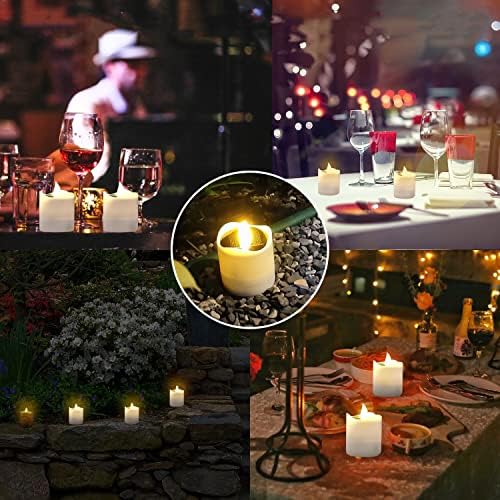 Howeifull соларни светлосни свеќи, соларни чајни светла од 6 парчиња батерија со свеќи со самрак до зори сензор за декорација за свадбена градина