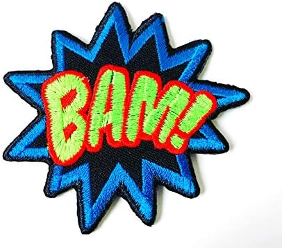 Т -бам! Азбука Суперхерој стрипови ретро забава сина боја лого Апликација извезена шива на железо на лепенка за ранец фармерки јакни маица облека итн.