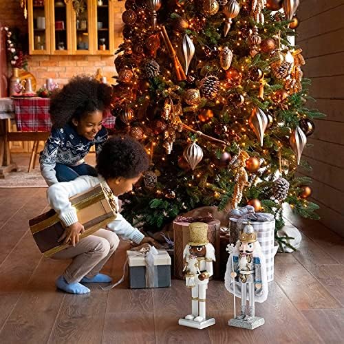 Twiddlers 10 -инчни божиќни дрвени оревици фигури - Solider King & Guard - дрвени украси, традиционални украси за играчки во Божиќ