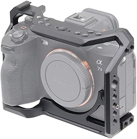 Лесен кафез на камера за аспиратор за Sony Alpha 7s III / A7S III / A7SIII / A7SM3, стабилизатор на лажицата за видео камера со ладен чевли, точки за монтирање 1/4 и 3/8 дупка за лоцирање н