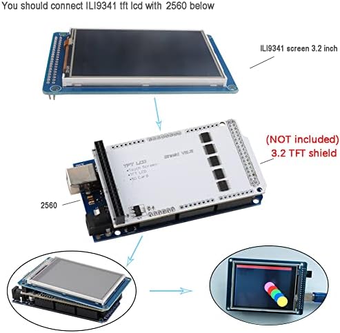 Diymals ILI9341 3.2 инчен TFT Lcd Екран Модул 3.3 V Резистивни Допир Панел 320x240 w/SD Слот Картичка за мега2560 само