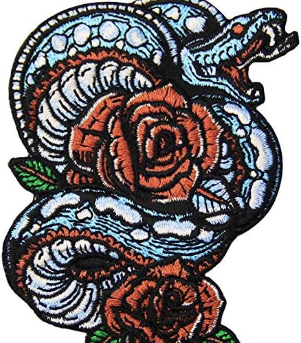 Цветот и змијата лепенка извезена апликација за значка железо на шиење на амблем