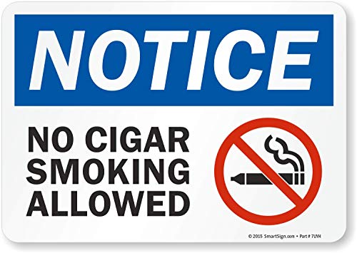 SmartSign S-5087-EU-10 Известување: Не е дозволено пушење цигари Винил етикета, должина од 7 , ширина 10, висина од 0,5