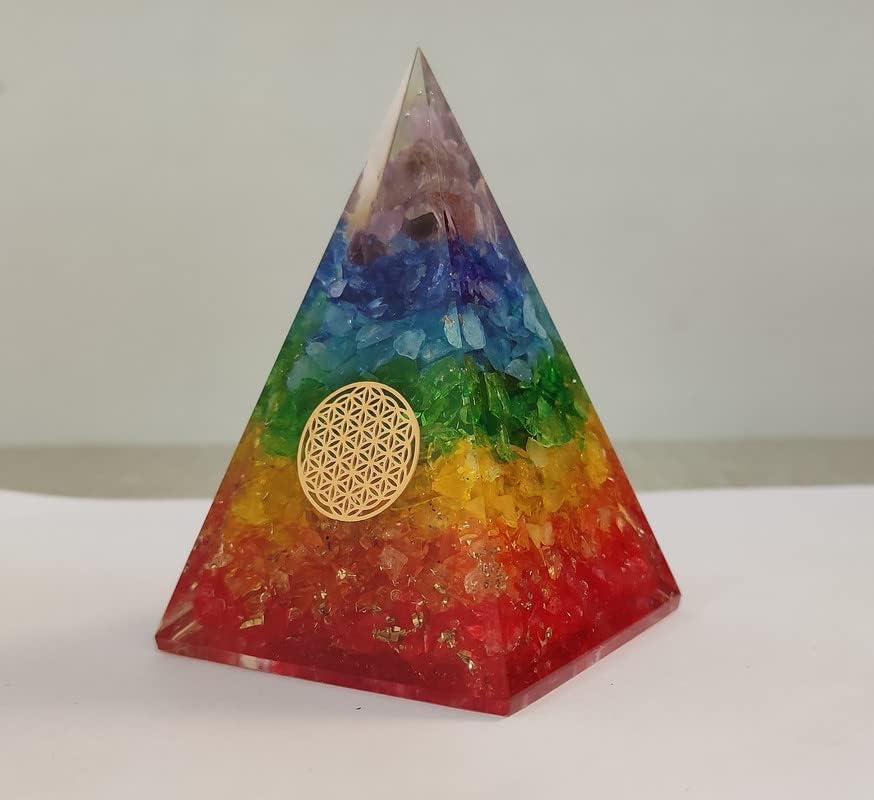 S a t a k Виножито чакра кристална пирамида цвет на живот оргон пирамида заздравувајќи скапоцен камен реики баланс чакра 50-60мм