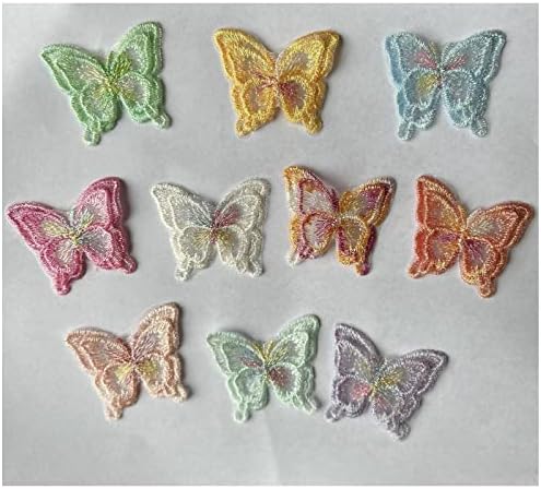 Suiglory 10 парчиња шарени закрпи од чипка од пеперутка, двојно слој органза пеперутка закрпи за венчавки невеста додатоци за