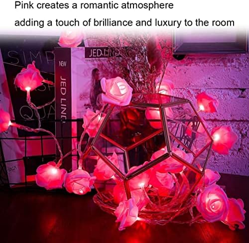 Цветните светла од розово розови розови декорации розови цветни жици светла Ден на в Valentубените 20 LED диоди романтична цветна самовила светлина