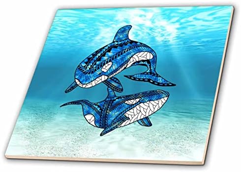 3дроза Два племенски китови убијци на уметноста пливаат под вода, убави орки. - Плочки
