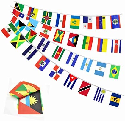 ЗНАМИЊА НА ЛАТИНСКА Америка Банер Мали Латино Жици Знамиња Декор 33 Земји 33 Стапки 5х8 Инчи