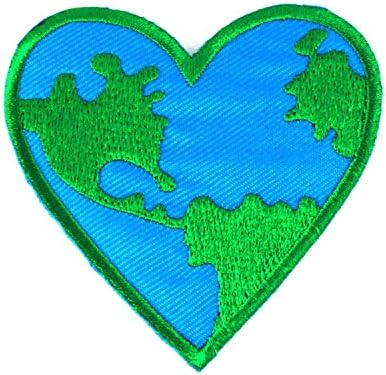 Loveубовта земја срце извезено железо на лепенка спаси природен свет на в Valentубените мир