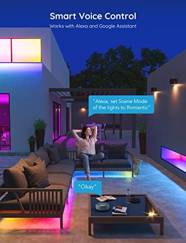 Govee Outdoor копнени светла пакет на отворено LED ленти светла, 65,6ft RGBIC на отворено светло работат со Alexa и Google Assistant