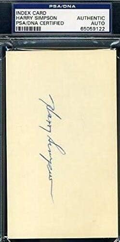 Harry Simpson PSA/DNA потпиша 3x5 Index Autograph Authentic - MLB Cut Signaturs