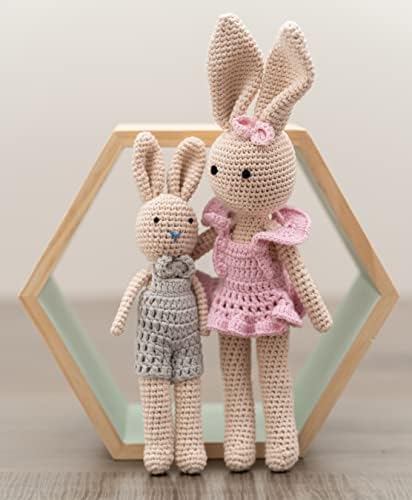 Семејство Каваионо Бани, мама за зајаче, рачно изработена зајаче капчиња кукла, кукла Амигуруми, кукла за бебиња/дете