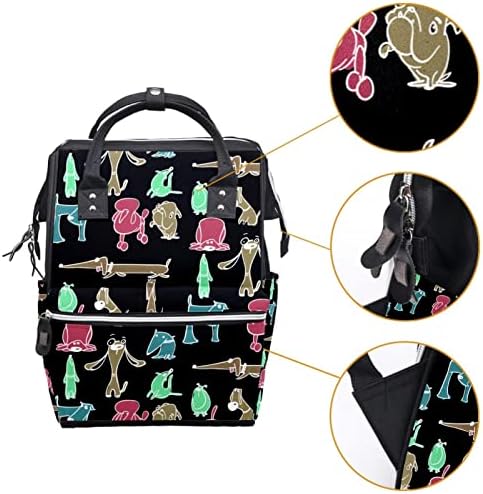 Рачно нацртани смешни цртани кучиња со пелена ранец за ранец бебе бебе, менување торби со повеќе функции, торба за патувања со голем капацитет