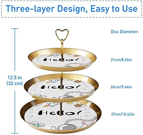 Држач За Држач За Кекси Тбуобт Пластичен Држач За Торта За Десерт Држач За Торта За Сервирање 3 Нивоа Држач За Прикажување, Цртан Филм Животно Зајаче Вселенска План?