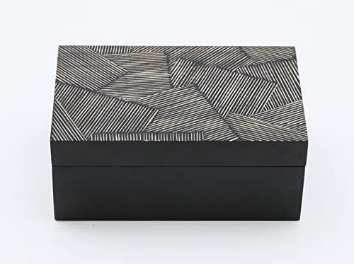 Кутија од дрво од Меизаи со капаци за шарки со црна боја, рачно изработени линии Дрвена кутија Декоративна кутија за складирање